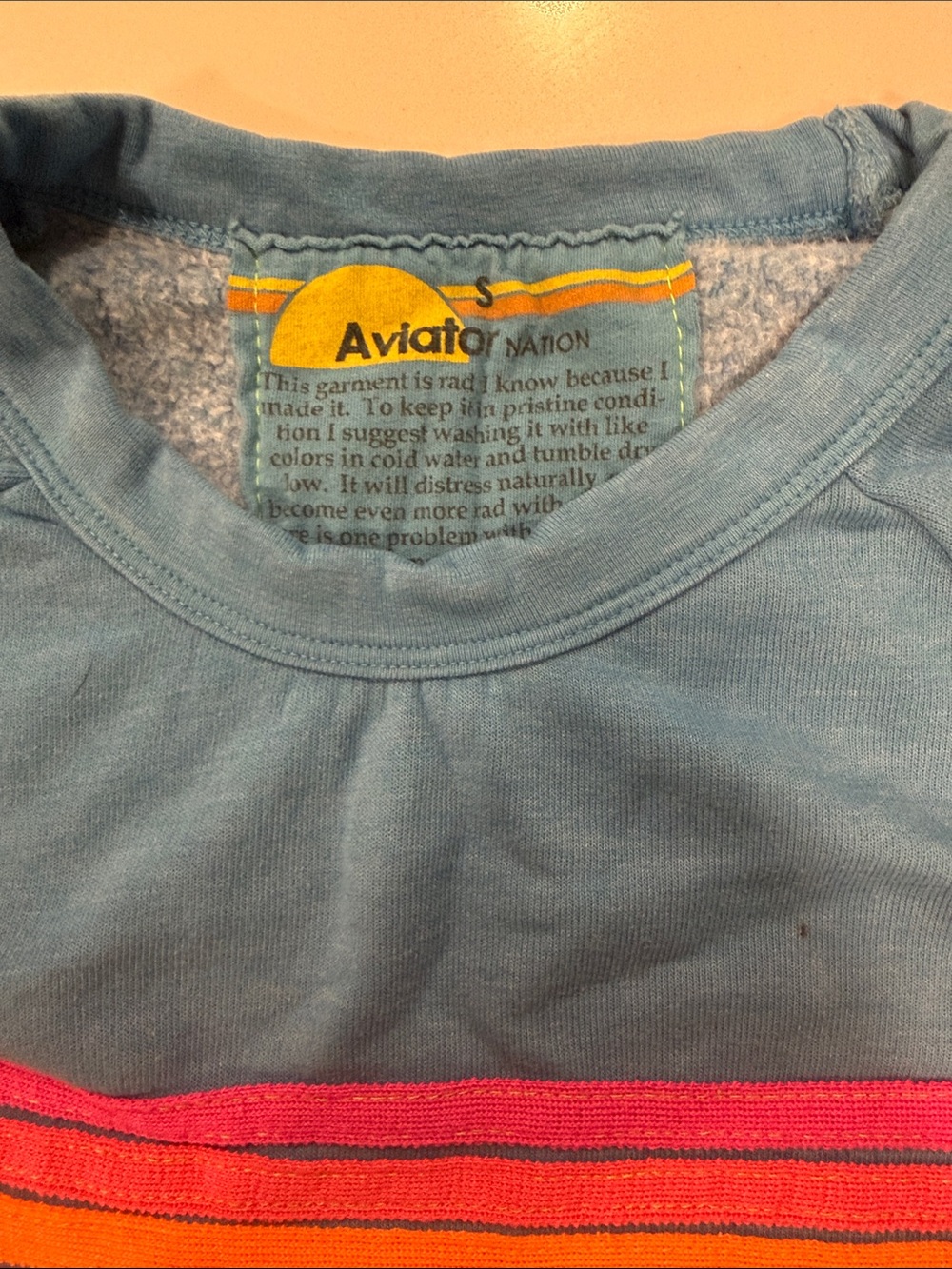 Aviator Nation Crewneck & Shorts Set with Neon Rainbow Stripes - Picture 4 of 4